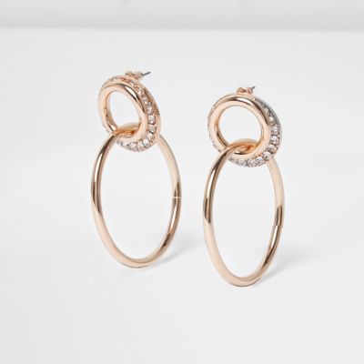 Rose gold interlinked hoop earrings